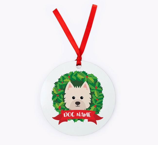 'Christmas Wreath' - Personalised {breedFullName} Christmas Decoration